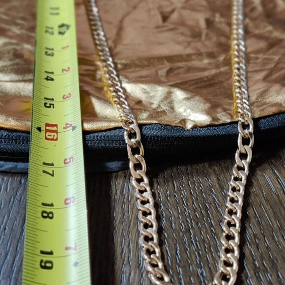Ella Chain Strap Crossbody Bag, Faux cowhide. Gold Link Chain Strap. - Picture 8 of 9